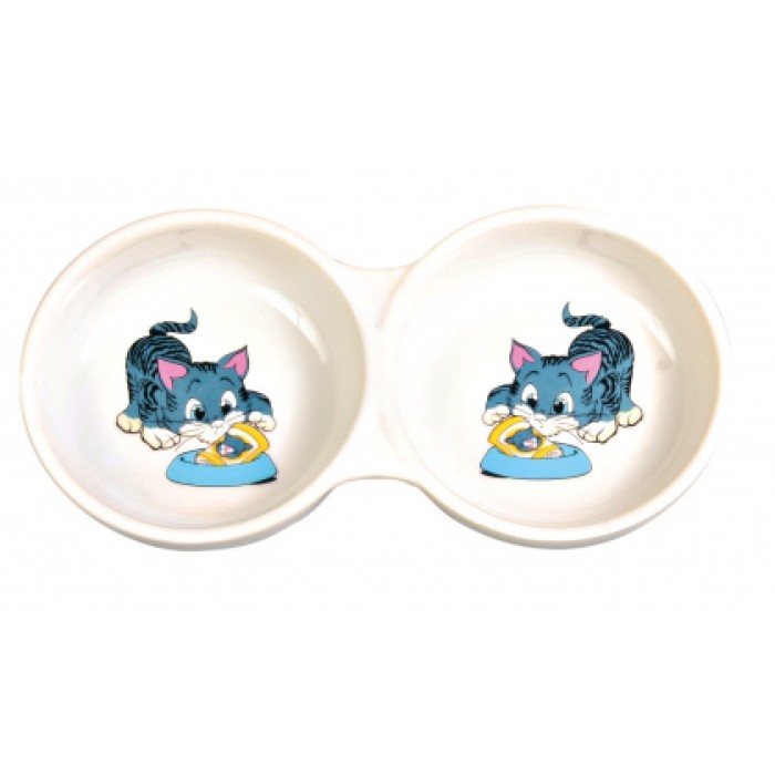 Миска керамическая TRIXIE для кошек двойная 0,15 л